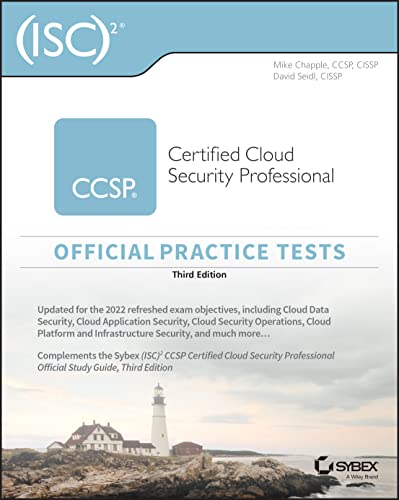 CCSP practice test book cover with lighthouse image and logos.