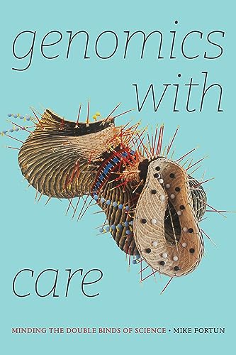 Book cover: “Genomics with Care” featuring a complex, textured sculpture.