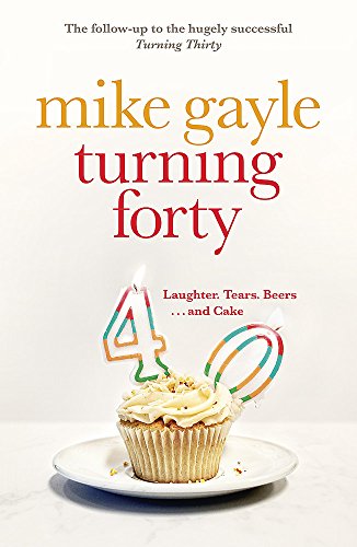 Book cover: "Turning Forty" with a cupcake and lit candle.