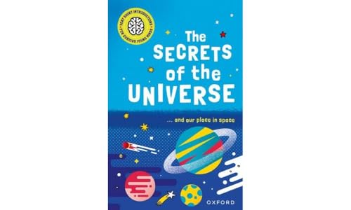 Book cover: "The Secrets of the Universe" with planets and stars.