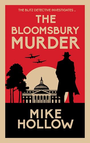 Book cover: red and beige illustration of a detective and wartime planes.