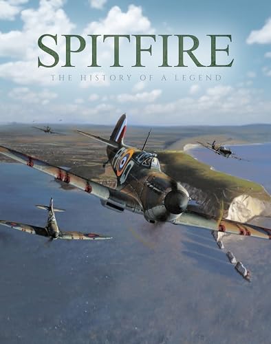 Book cover depicting Spitfire aircraft in flight over coastal landscape.