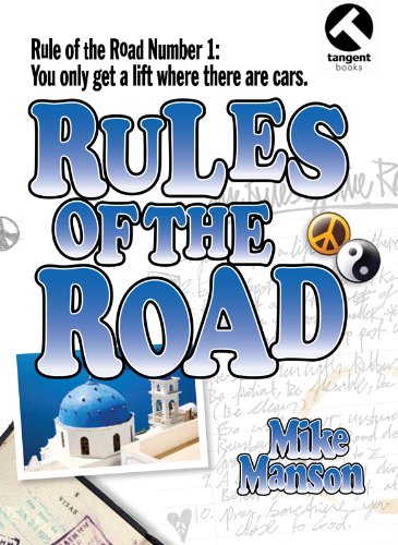 Book cover: “Rules of the Road” by Mike Manson, with travel imagery.