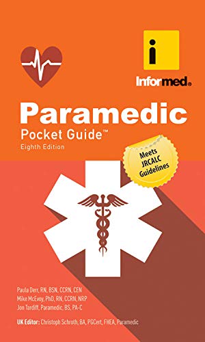Orange paramedic pocket guide with Star of Life and ECG graphic.