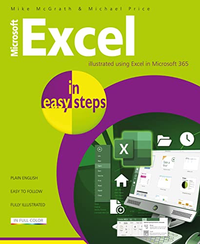 Book cover for “Excel in easy steps”, illustrated with computer icons.