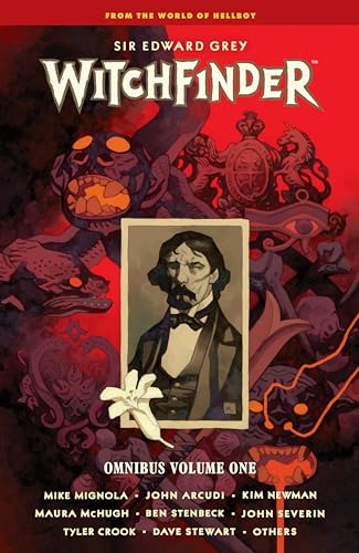 Book cover for “Witchfinder Omnibus Volume 1” featuring a Victorian man and monsters.