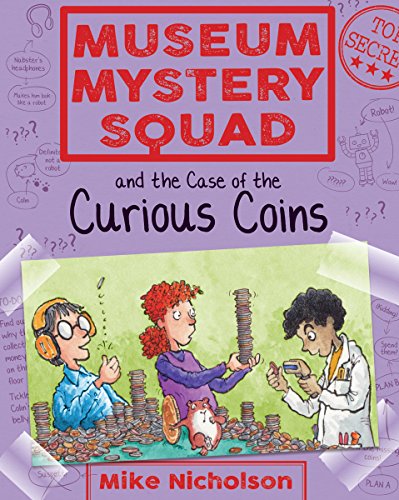 Book cover: children with coins, robots, and museum sketches.