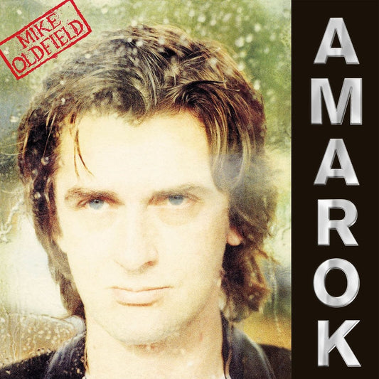 Album cover for Mike Oldfield’s “Amarok” featuring a portrait of the artist.