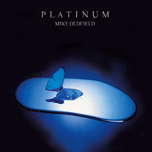 Album cover for Mike Oldfield’s Platinum, featuring a blue butterfly.