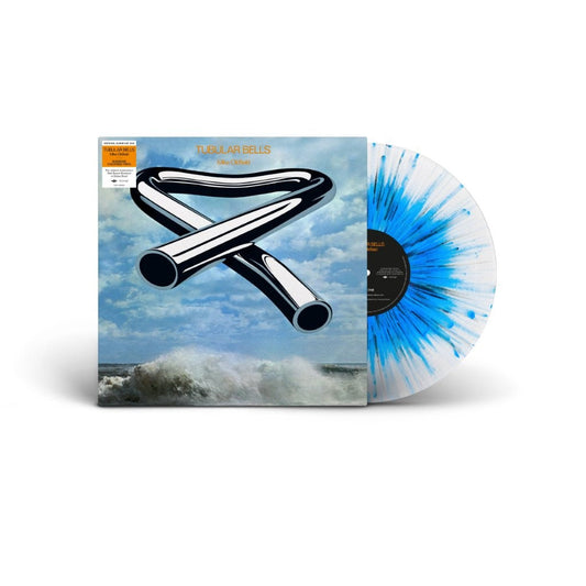 Tubular Bells" vinyl record with blue and white marbled disc and ocean cover.