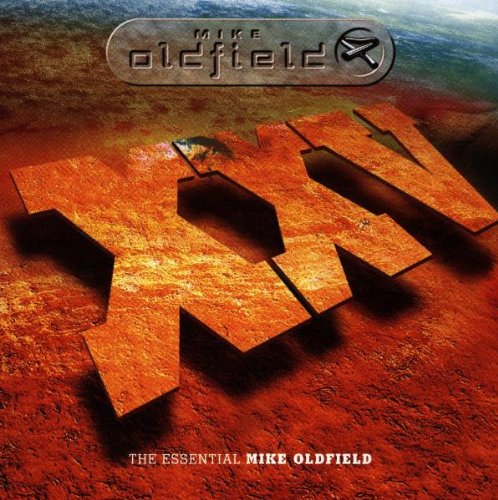CD cover for Mike Oldfield’s XXV, featuring large, textured orange lettering.