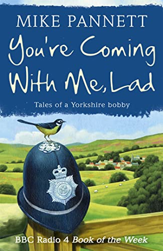 Book cover: police helmet with a bird, Yorkshire landscape background.