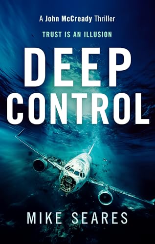 Book cover: "Deep Control" with a submerged airplane and blue water.