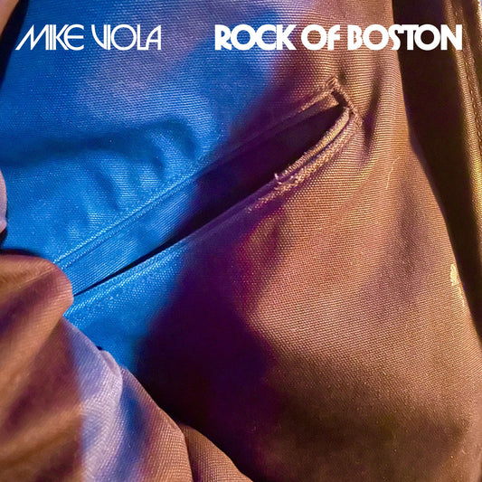 CD cover for Mike Viola’s “Rock Of Boston” with blue and brown textures.