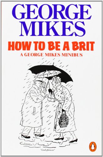 Book cover: "How to Be a Brit" with cartoon of couple under umbrella.