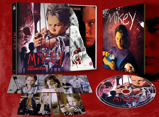Mikey" Blu-ray cover featuring a young boy and film stills collage.