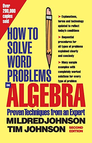 Book cover: "How to Solve Word Problems in Algebra" with a pencil.