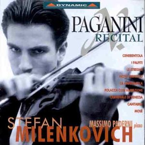 CD cover: violinist Stefan Milenkovich with text “PAGANINI RECITAL”.