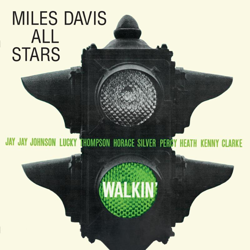 Album cover for Miles Davis All Stars “Walkin’” featuring a traffic light.