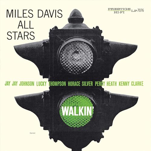 Miles Davis “Walkin’” vinyl record cover with a traffic light image.