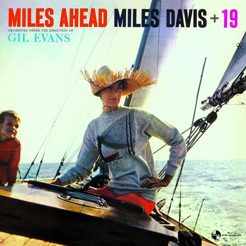 Album cover for Miles Davis’ “Miles Ahead” featuring a woman on a sailboat.
