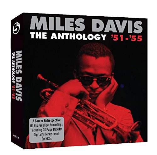 CD case for Miles Davis’s “The Anthology 51-55” featuring his portrait.