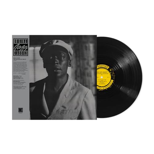Black and white vinyl record and album cover featuring Miles Davis.