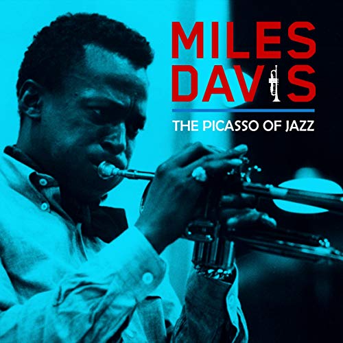 Miles Davis playing trumpet, album cover with red and blue text.