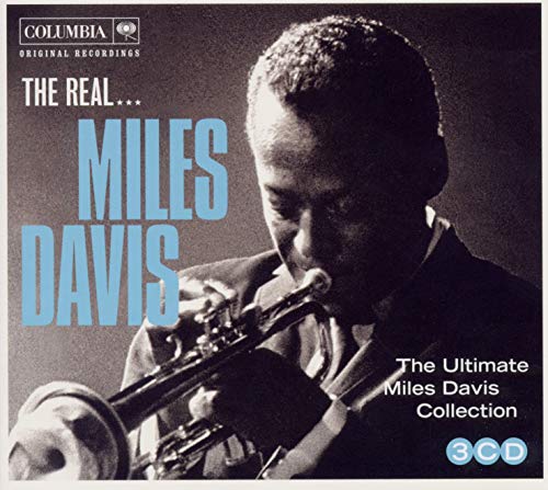 CD cover featuring Miles Davis playing the trumpet in monochrome.