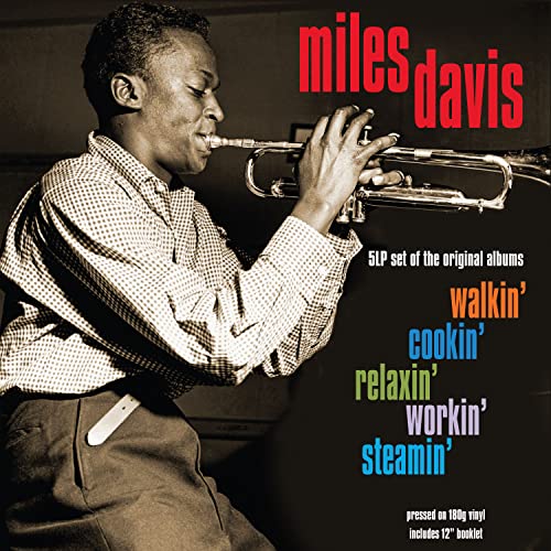 Vinyl record sleeve with jazz musician Miles Davis and musical genre information.