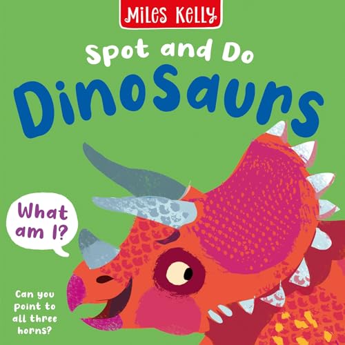 Colorful illustration of a Triceratops dinosaur with text "Dinosaurs".