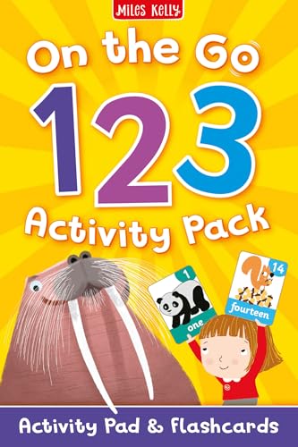 On the Go 123" activity pack cover with walrus, child, and cards.