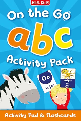 On the Go ABC" activity pack with zebra, child, and flashcards.