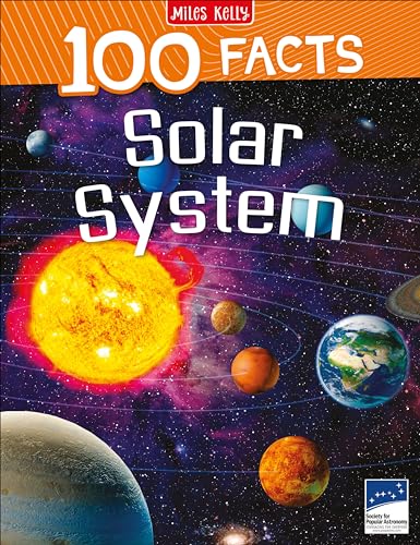 Book cover: "100 Facts Solar System" with planets and the sun.