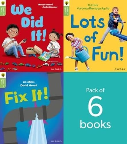 Six colorful children’s books from Oxford Reading Tree Green Sparks level 2.