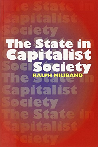 Book cover of The State in Capitalist Society by Ralph Miliband on red background.