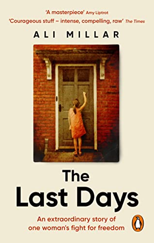 Book cover: red brick house, woman reaching towards a doorway.