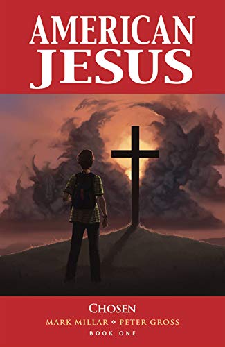 Book cover: boy with backpack facing a cross against a stormy sky.