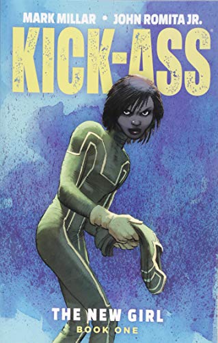 Comic book cover: "Kick-Ass: The New Girl," featuring a woman in a green suit.