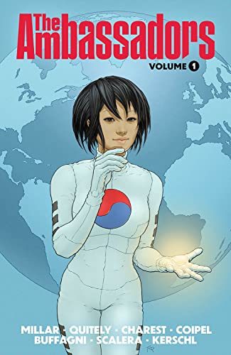 Book cover: woman in white suit with South Korean flag emblem.