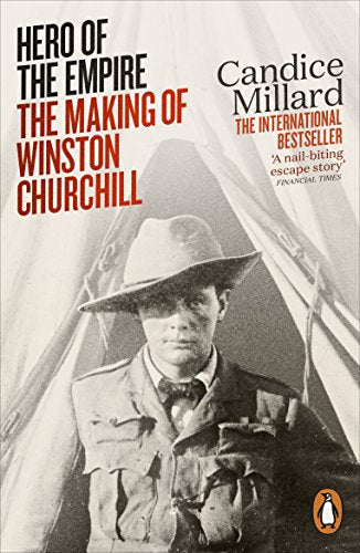 Book cover: black and white portrait of young Winston Churchill in hat.