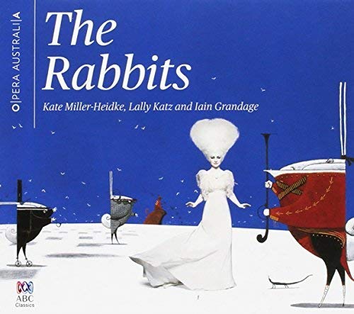 CD cover for "The Rabbits" opera, featuring a woman in a white dress.