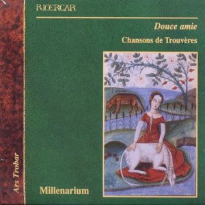 CD cover: medieval illustration of a woman with a dog and horse.