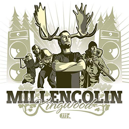 "Album cover art for Millencolin's 'Kingwood' featuring cartoonish illustrations and bold text."