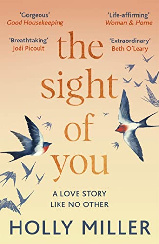 Book cover with title “The Sight of You” and flying birds.