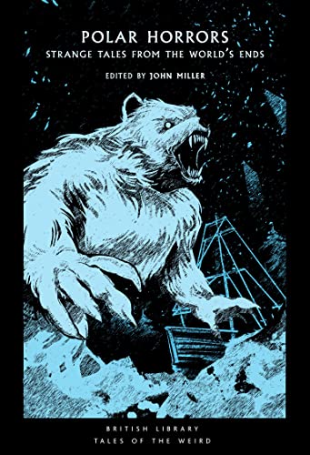 Book cover with a blue, snarling polar bear illustration against a black background.