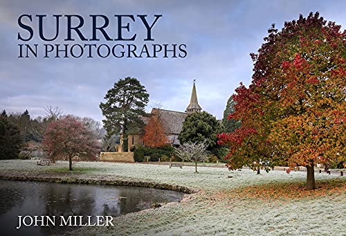 Book cover: "Surrey in Photographs" featuring a church and autumn trees.