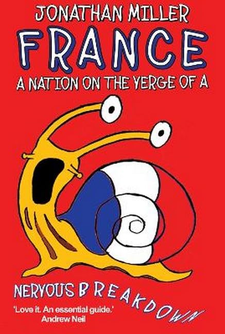 Red book cover with a cartoon snail incorporating the French flag.