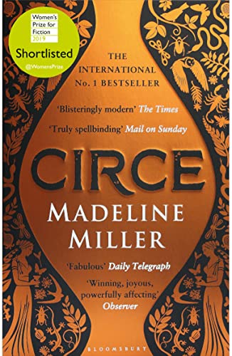 Book cover of Circe by Madeline Miller featuring gold text on a dark background.