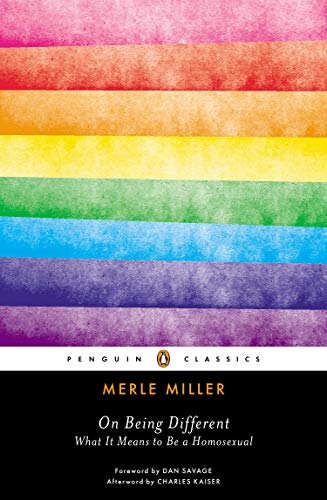 "Book cover with rainbow stripes and black background, displaying title and author's name."